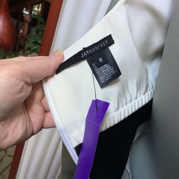 Jay Godfrey Womans Mini Dress White Silk Black Embroidery Size 8 - Picture 9 of 11